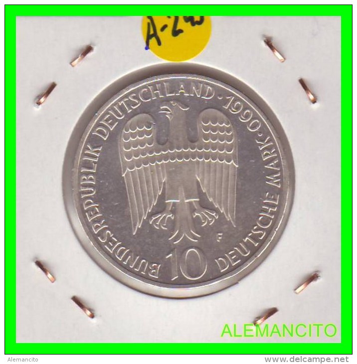 ALEMANIA  DBR.  MONEDA DE 10 DM CONMEMORATIVA  AÑO 1990- F - Conmemorativas