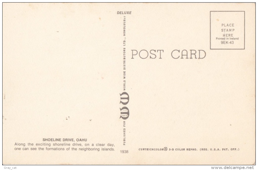 USA, Shoeline Drive, Oahu, Unused Postcard [16582] - Oahu
