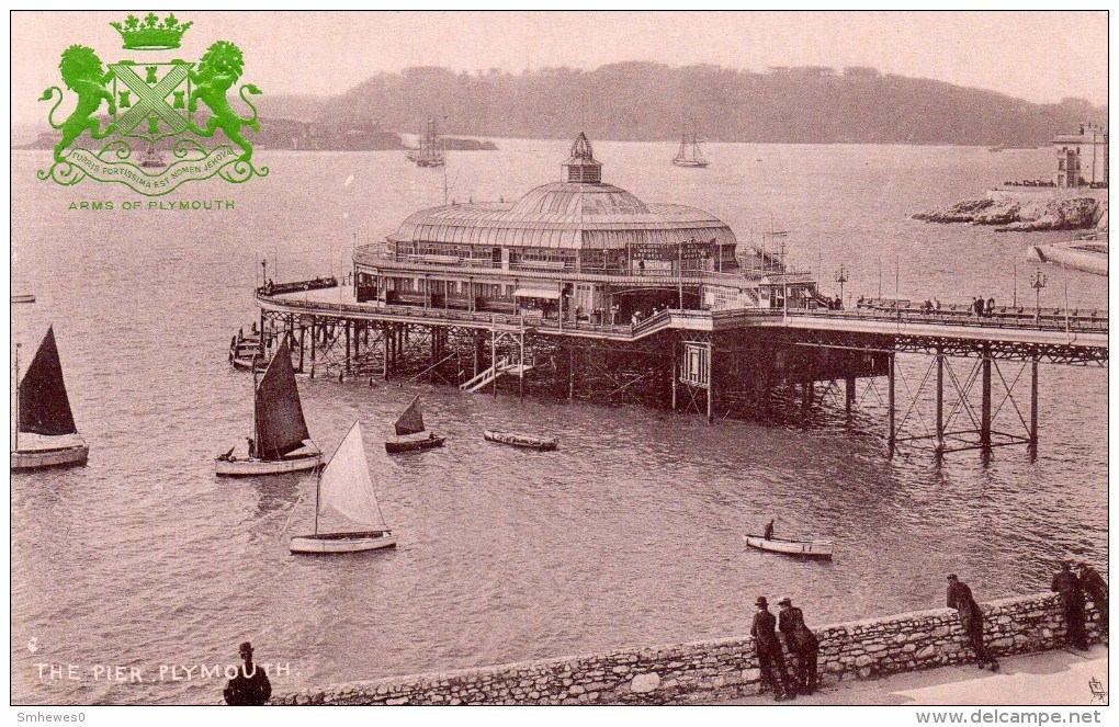 Postcard - Plymouth Promenade Pier, Devon. 1557 - Plymouth