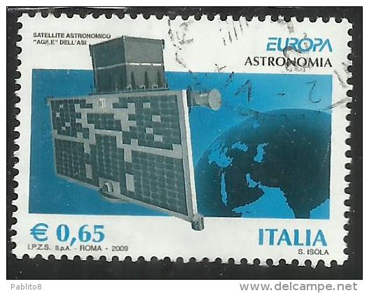 ITALIA REPUBBLICA ITALY REPUBLIC 2009 EUROPA SATELLITE ASTRONOMICO ITALIANO AGILE € 0,65 USATO USED OBLITERE´ - 2001-10: Usati