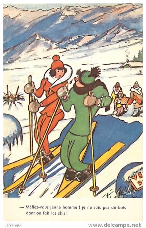 Themes Div -ref M623 - Humour -carte Humoristique -sports D Hiver - Illustrateur - Ski -skieurs -carte Bon Etat - - Sports D'hiver