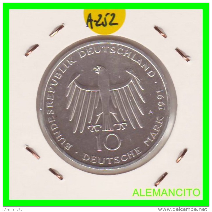 ALEMANIA  - BRD  - MONEDA DE 10 DM  PLATA  S/C  AÑO 1991-A - Conmemorativas