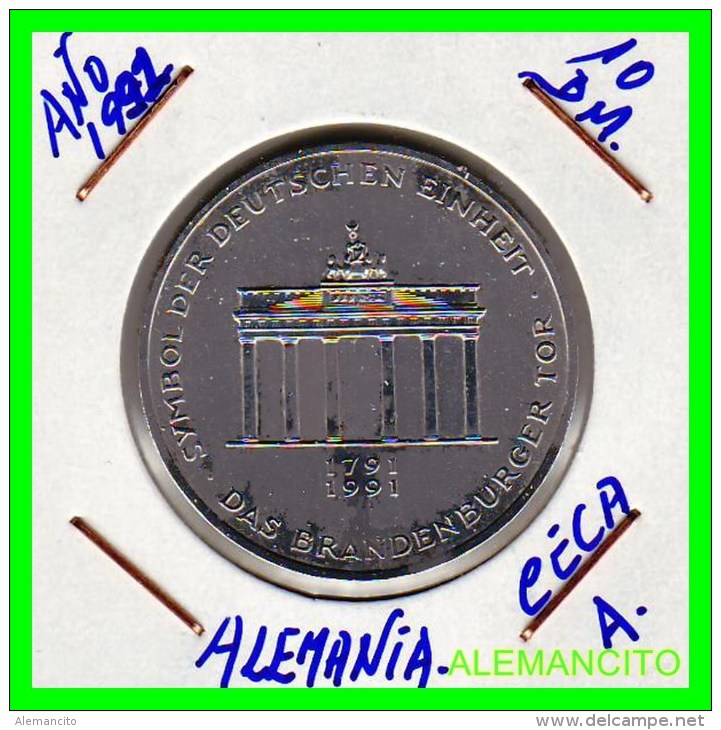 ALEMANIA  - BRD  - MONEDA DE 10 DM  PLATA  S/C  AÑO 1991-A - Conmemorativas