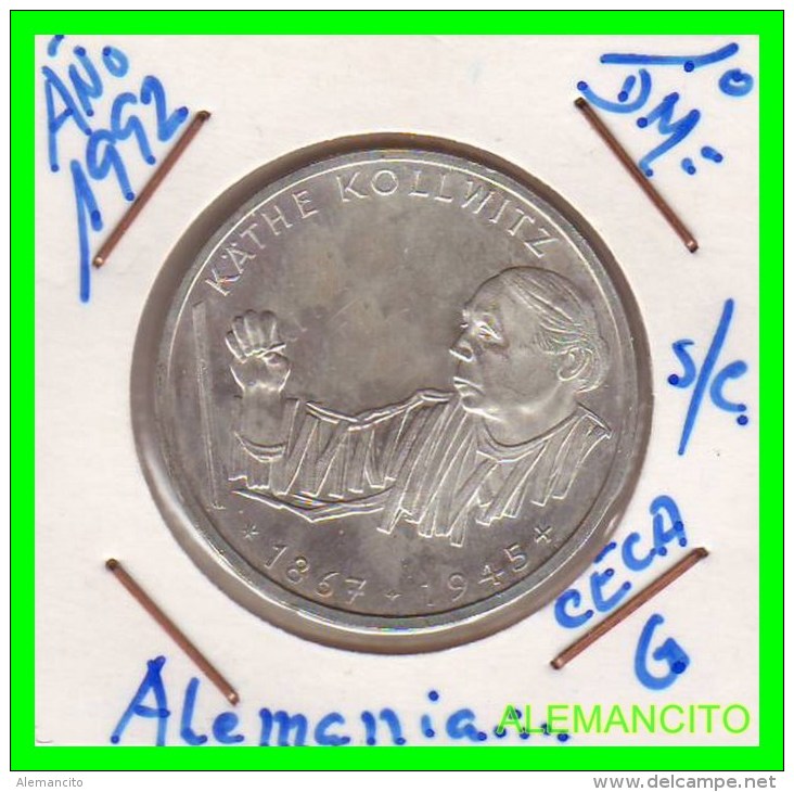 ALEMANIA  - BRD  - MONEDA DE 10 DM  PLATA  S/C  AÑO 1992-G - Conmemorativas