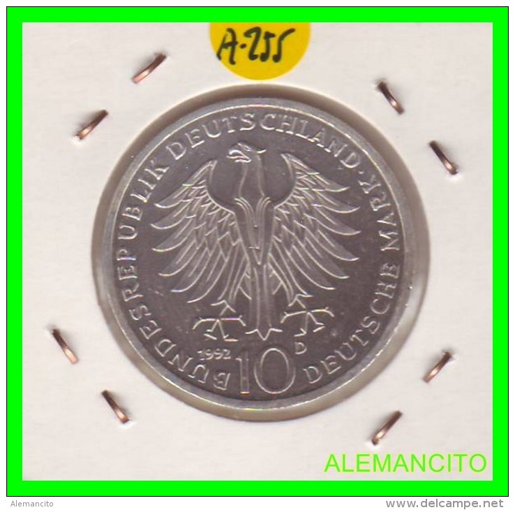 ALEMANIA  - BRD  - MONEDA DE 10 DM  PLATA  S/C  AÑO 1992-D - Conmemorativas