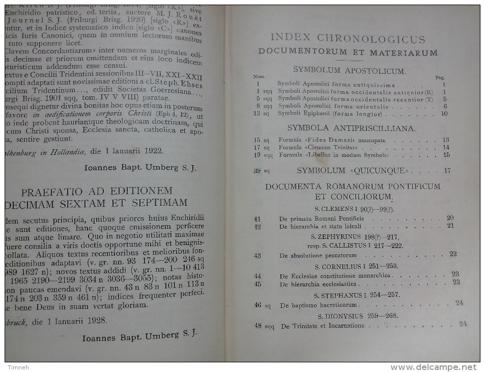 religion EN LATIN - ENCHIRIDION SYMBOLORUM DEFINITIONUM ET DECLARATIONUM DE REBUS FIDEI ET MORUM Denzinger Bannwart 1928