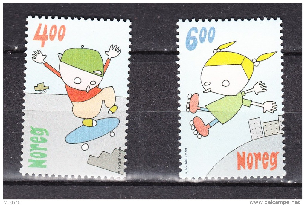 Norway 1999,2V In Set,scateboarden,roller Skates,rolschaatsen,Inline-skates,patins à Roulettes, MNH/Postfris(A2273) - Skateboard