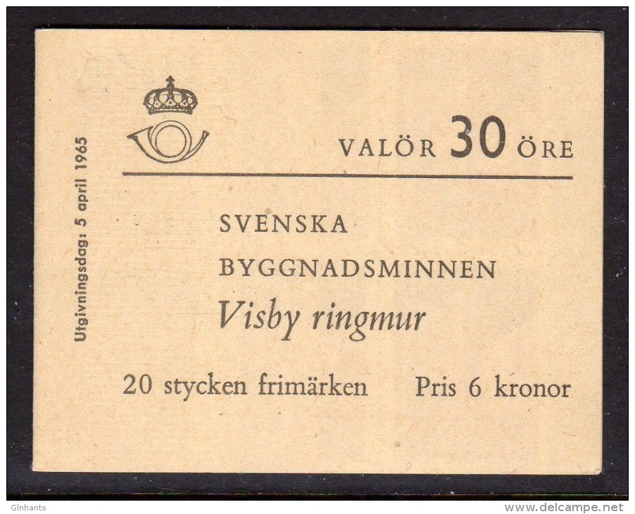 SWEDEN - 1965 SWEDISH MONUMENTS VISBY RINGMUR Kr 6 BOOKLET SG SB179 FINE MNH ** - 1951-80