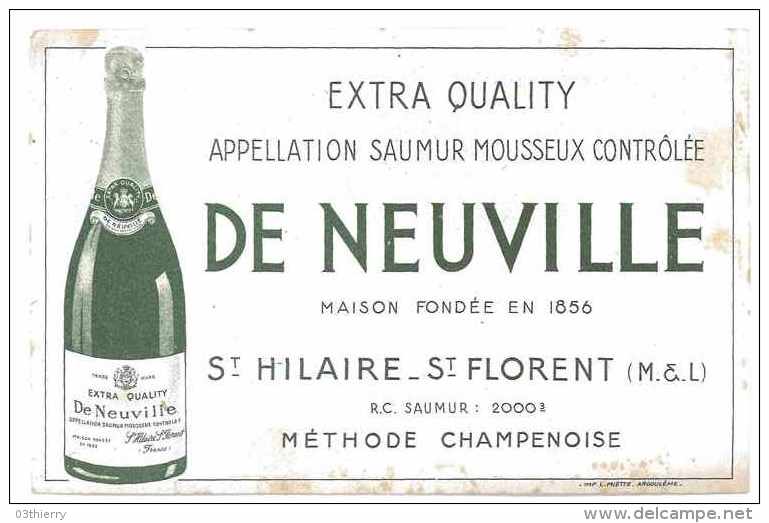 BUVARD ALCOOL MOUSSEUX SAUMUR DE NEUVILLE A ST-HILAIRE-ST-FLORENT 37 CHAMPAGNE VIN - A