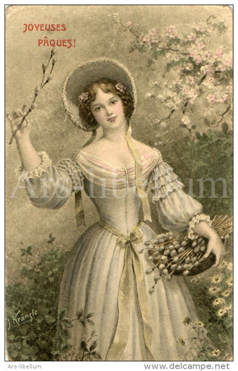 Postcard / CP / Postkaart / Easter / Pâques / Pasen / Femme / Woman / Artist J. Kränzle / 1910 - Pâques