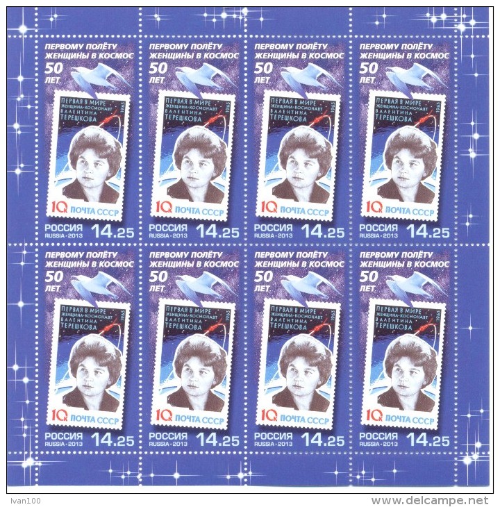 2013. Russia, 50y Of First Flight In Space Of V. Tereshkova, Sheetlet, Mint/** - Nuevos