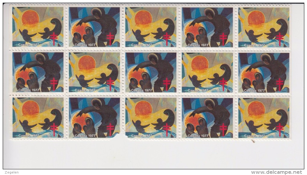 Canada Kerstvignetten 1977 15 Stuks(3 Zegels Beschadigd) - Unused Stamps