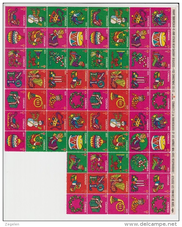 Canada Kerstvignetten 1971 71 Stuks ** - Unused Stamps