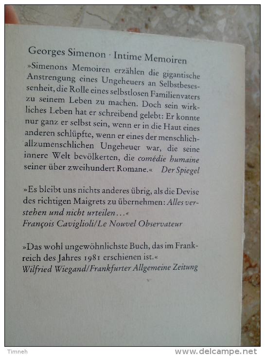 Intime Memoiren Und Das Buch Von Marie Jo Georges SIMENON Diogènes Taschenbuch EN ALLEMAND - Biographies & Mémoires