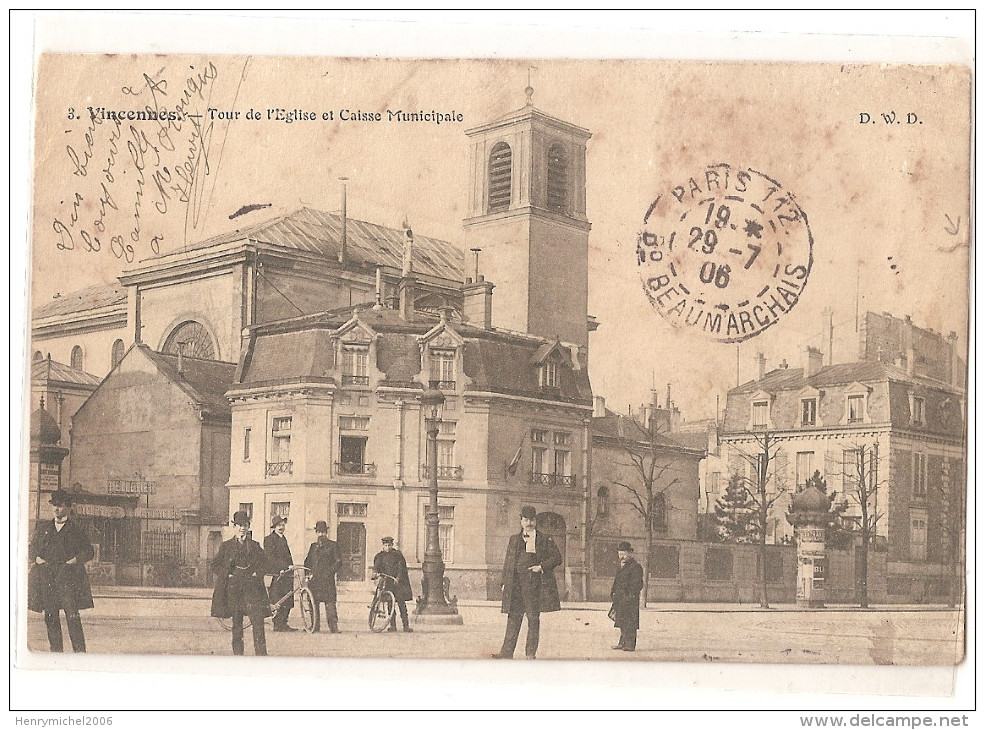 Val De Marne - 94 - Vincennes Tour De L'église Et Caisse D'épargne 1906 - Vincennes