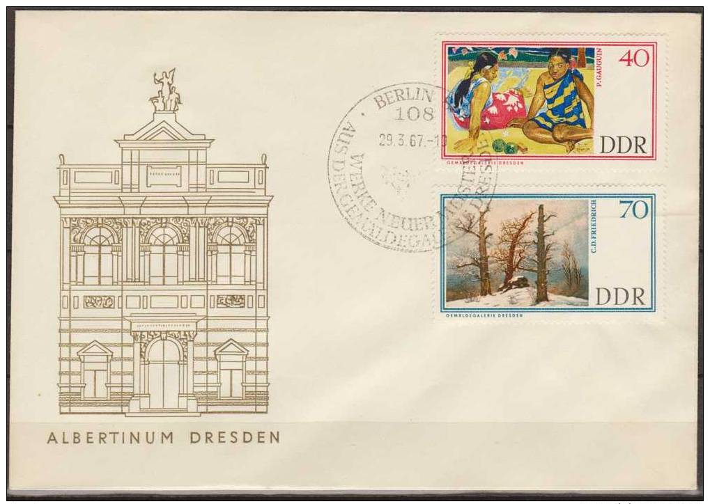 Deutschland, DDR, 1967, Paintings, Gauguin, Friedrich, Hodler, Scholtz, Hakenbeck, 3 FDC - Andere & Zonder Classificatie