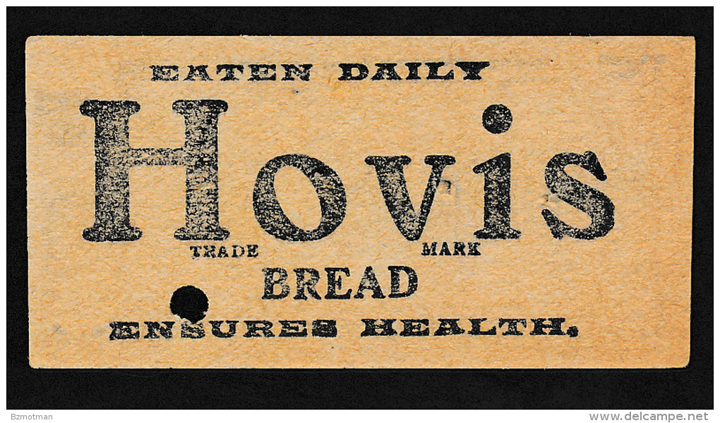 ZA124 ENGLAND London United Tramways 1d Tram Ticket Hovis Bread Advert - Europe