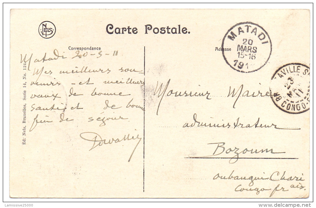 CARTE POSTALE DE MATADI POUR BOZOUM OUBANGUI CHARI TCHAD TRANSIT BRAZZAVILLE CONGO BANGUI - Covers & Documents