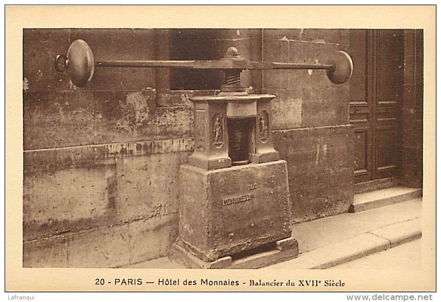 Themes Div -ref M530- Industrie -numismatique -paris -hotel Des Monnaies - Balancier Du 17eme Siecle -carte Bon Etat  - - Monnaies (représentations)