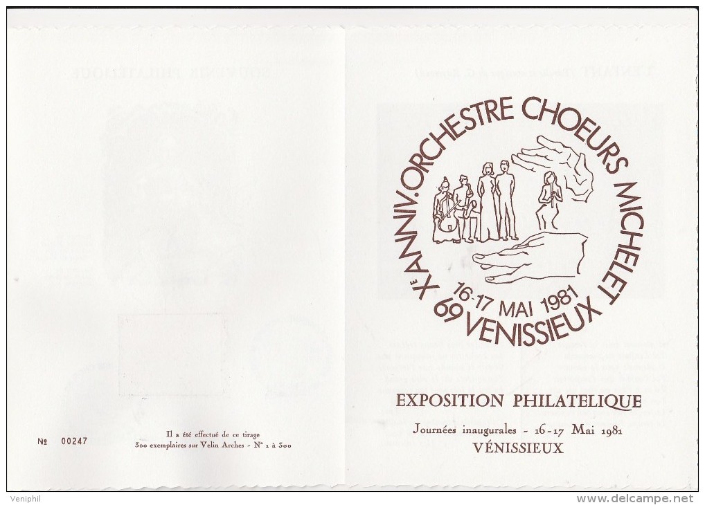 VENISSIEUX - EXPO ORCHESTRE COEURS  MICHELET AVEC OBLITERATION TEMPORAIRE ILLUSTREE 1981 - 1980-1989