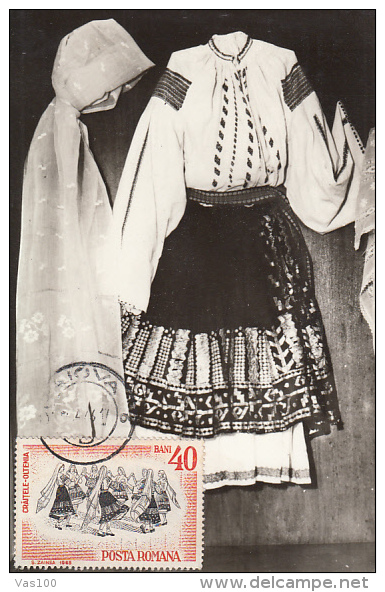 FOLKLORE COSTUME FROM OLTENIA, CM, MAXICARD, CARTES MAXIMUM, 1976, ROMANIA - Disfraces