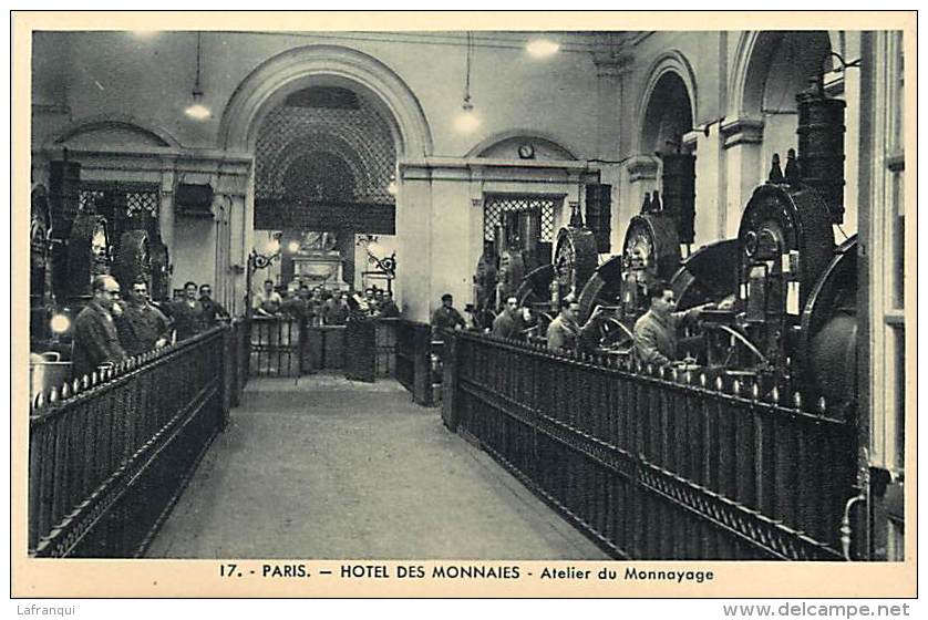 Themes Div -ref M506- Industrie -numismatique -paris -hotel Des Monnaies - Atelier De Monnayage  -carte Bon Etat  - - Münzen (Abb.)