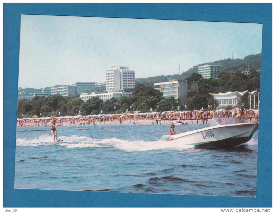 300222 /  Zlatni Pyasatsi / Golden Sands / Resort Black Sea , BEACH SPORT Waterskiing Water Skiing  BOAT , Bulgaria - Water-skiing