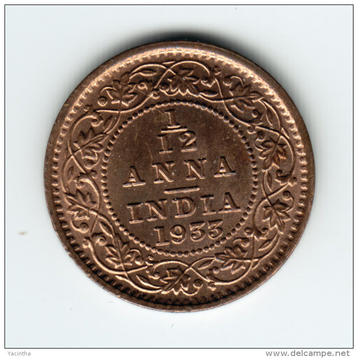 @Y@    Britsch  India Company 1/12 Anna 1933  (2903)  AUNC - Inde