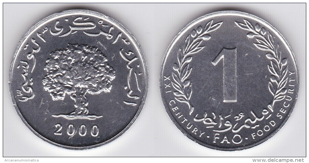 TUNEZ  1  MILLIM  2.000  ALUMINIO F.A.O.  KM#349  SC/UNC       DL-11.594 - Túnez