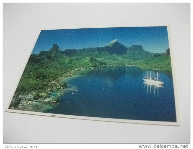 STORIA POSTALE FRANCOBOLLO COMMEMORATIVO POLINESIA FRANCESE VELIERO BAIE DE COOK A MOOREA - Polinesia Francese