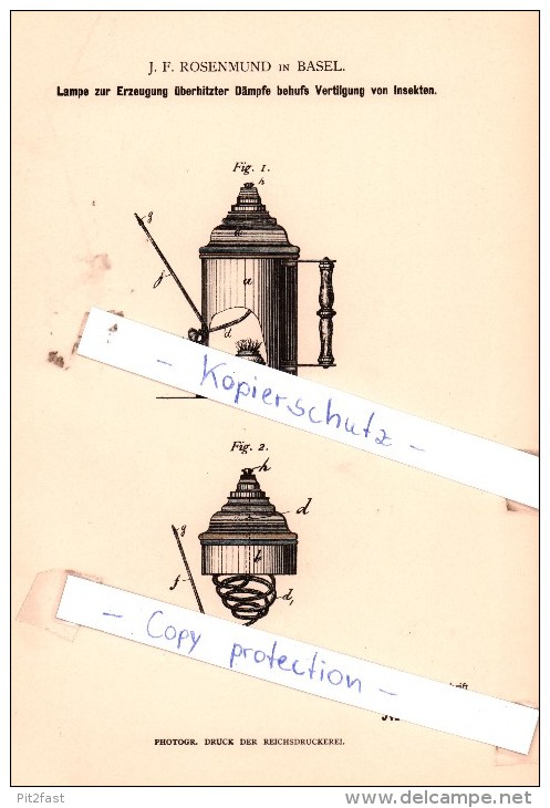 Original Patent  - J. F. Rosenmund In Basel , 1884 , Landwirthschaftliche Geräthe  !!! - Documents Historiques