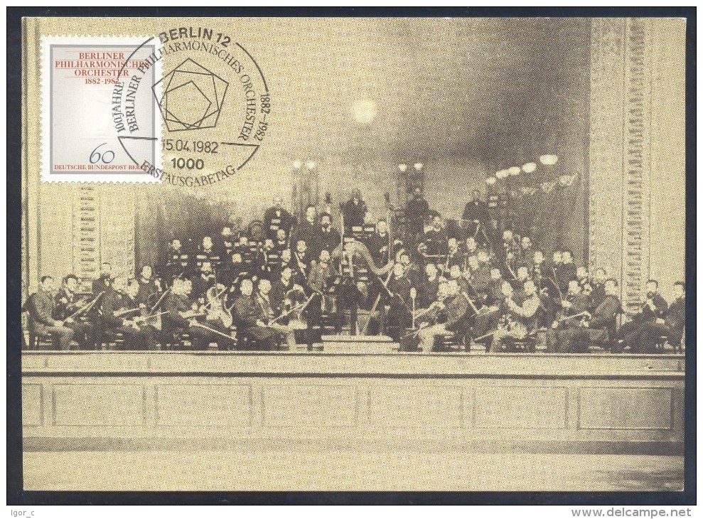 Germany Deutschland Maximum Card 1982: Music Musik: Berlineer Philharmonisches Orchester 100 Jahre - Music