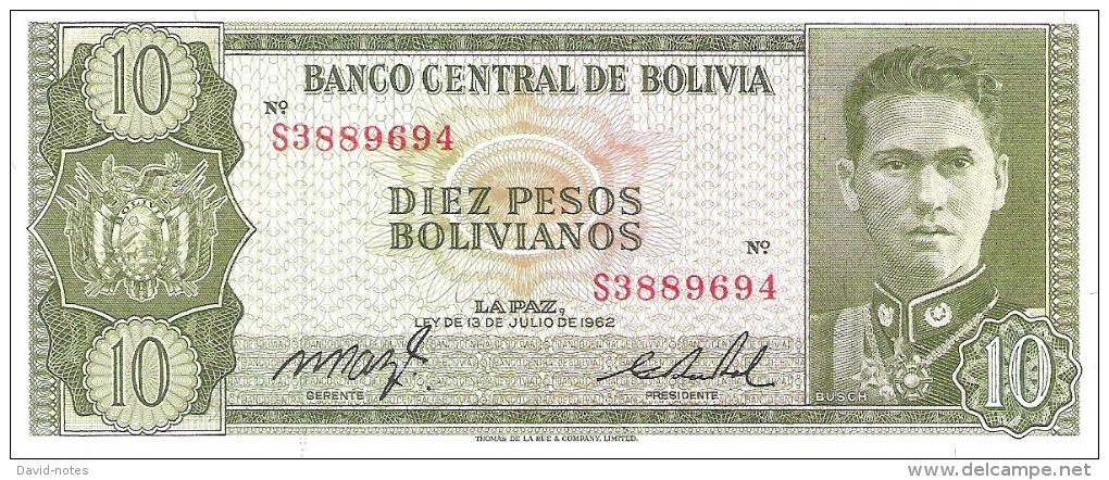 Bolivia - Pick 154 - 10 Pesos Bolivianos L. 1962 - Unc - Bolivie