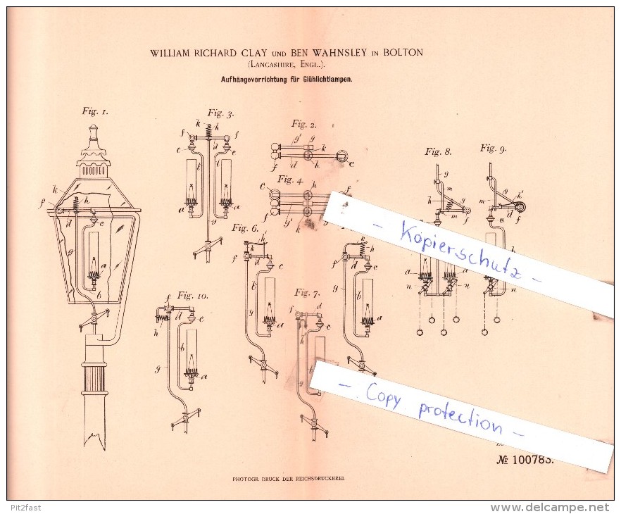 Original Patent  - William Richard Clay Und Ben Wahnsley In Bolton , Lancashire, Engl. , 1897 , !!! - Altri & Non Classificati