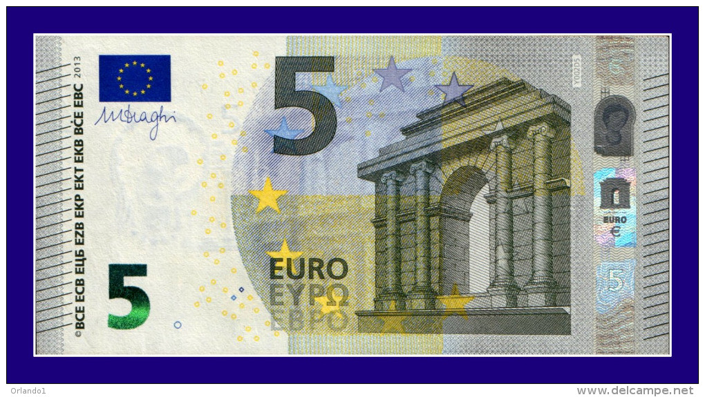 5 EURO "YA" GREECE Firma DRAGHI Y002 D5 UNC - 5 Euro