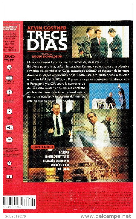 CINEMA DVD - USA 2000 -THIRTEEN DAYS - TRECE DIAS - KEVIN COSTNER -BRUCE GREENWOOD-STEVEN CULP-DYLAN BAKER DIR  ROGER DO - Historia