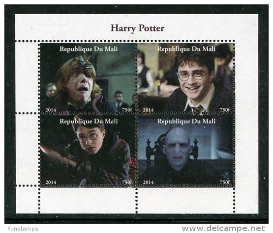 HARRY POTTER On (2014) SOUVENIR SHEET 4 STAMPS,MNH,Mint,#BD100 - Cinema