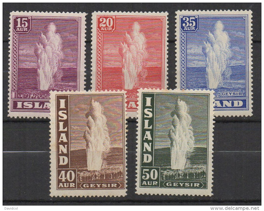 P527.-. ICELAND / ISLANDIA - 1938 . SC#: 203-206 - GEYSER  .-. MH .  CV:US$ 58.00 - Nuevos