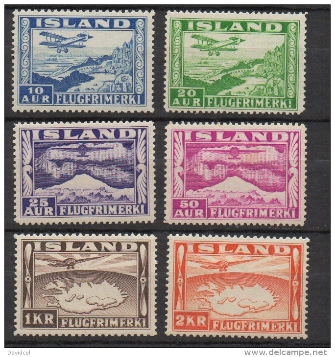 P537.-. ICELAND / ISLANDIA - 1934 . SC#: C 15- C 20 - PLANES  .-. MH .  CV:US$ 52.00 - Poste Aérienne