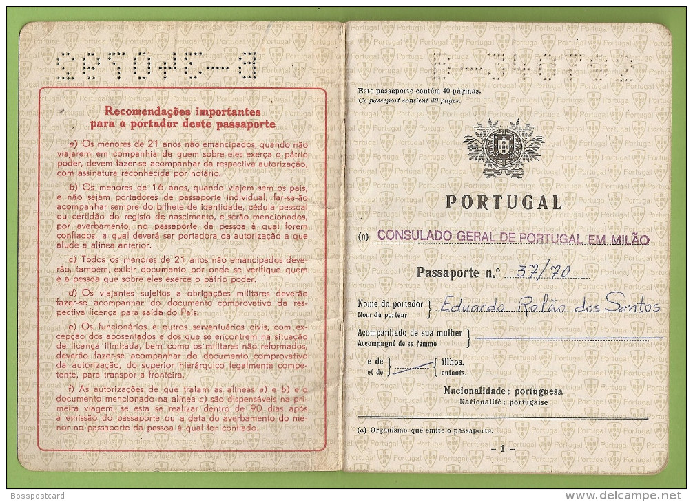 Portuga - Milano - Italia - Passaporte - Passport - Passeport - Non Classés