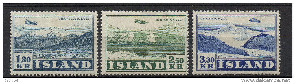 P544.-. ICELAND / ISLANDIA - 1952 . SC#: C 27- C 29. PLANES .-. MH .  CV:US$ 55.00 - Poste Aérienne