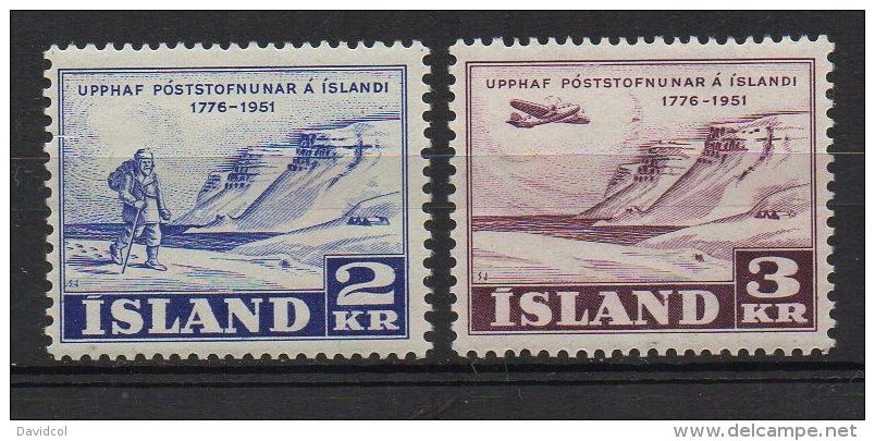 P548.-. ICELAND / ISLANDIA - 1951 . SC#: 271,272 . MAIL DELIVERY .-. MNH- .  CV:US$ 5.00 - Neufs