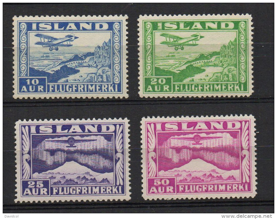 P552.-. ICELAND / ISLANDIA - 1934 . SC#: C 15- C 18 . PLANES .-. MH- .  CV:US$ 21.00 - Poste Aérienne