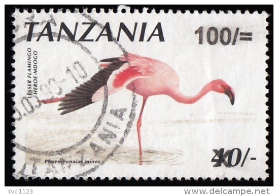 TANZANIA - Scott #2157 Phoeniconaias Minor "Surcharged"/ Used Stamp - Tansania (1964-...)