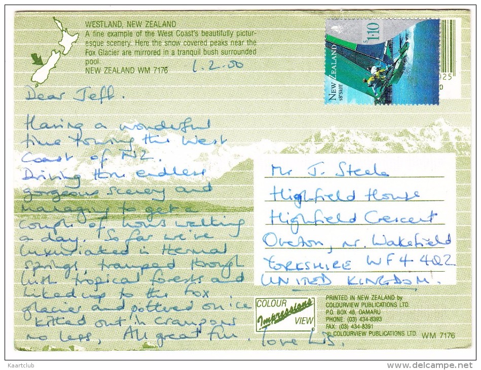 Westland - New Zealand ( Large Postcard 16 Cm X 12 Cm) - STAMP/TIMBRE: $1.10 - 18'SKIFF - Nieuw-Zeeland