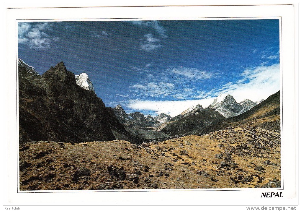 Nepal - The Valley Toward Lobuche From Dingboche, Everest Region - (r.12  World Cup Football 1998' SOCCER' STAMP/TIMBRE) - Nepal