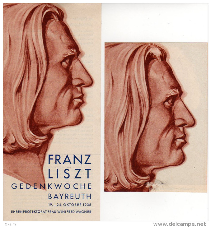 BAYREUTH, FRANZ LISZT, GEDENKWOCHE, 1936, DIM 9,5X21 CM, 10X14,5 CM - Publicités