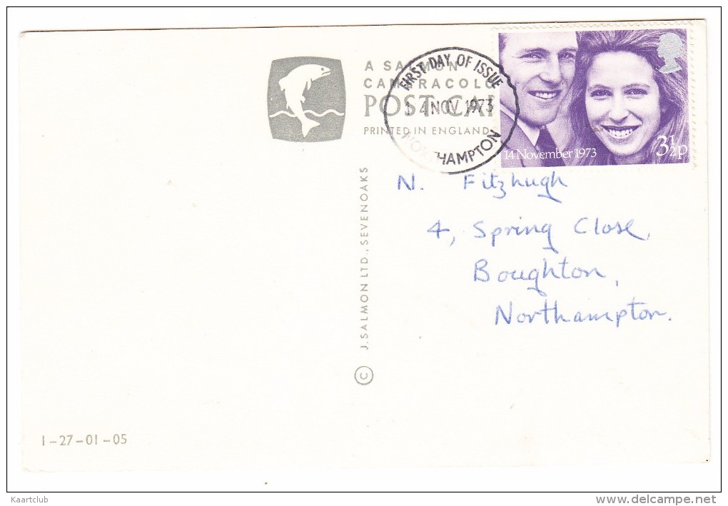 Northampton - Queen Eleanor's Cross ( First Day Of Issue 14 Nov 1973 - Wedding Of Princess Anne And Mark Phillips STAMP - Northamptonshire