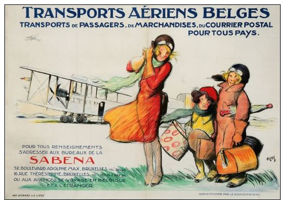 Postcard - Poster Reproduction - SABENA Transports Aériens Belges (P-0123) - Publicité