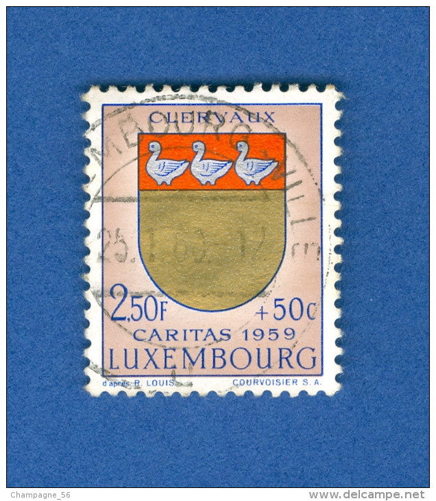 1959 N° 573 CARITAS BLASONS DOS FILS DE SOIE OBLITÉRÉ - Variétés & Curiosités